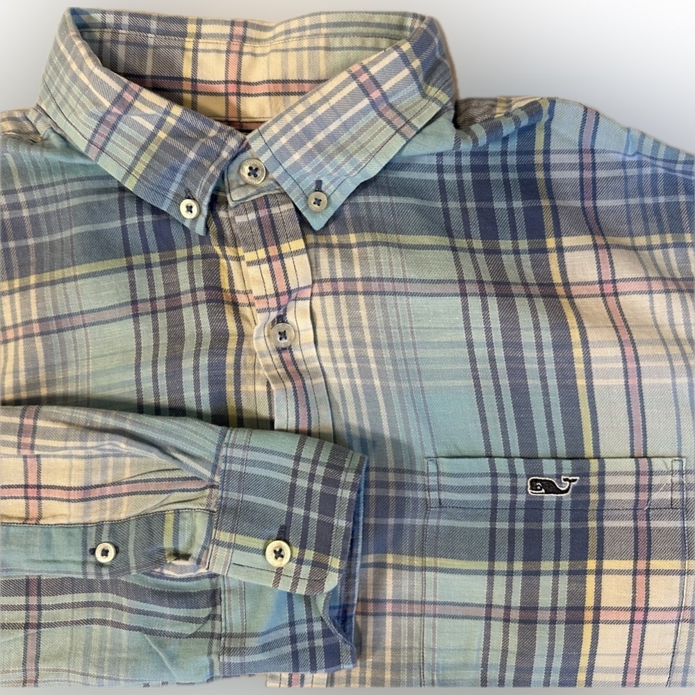 Vineyard Vines Pastel Plaid Slim Fit Tucker Long Sleeve Button Down Men's Medium